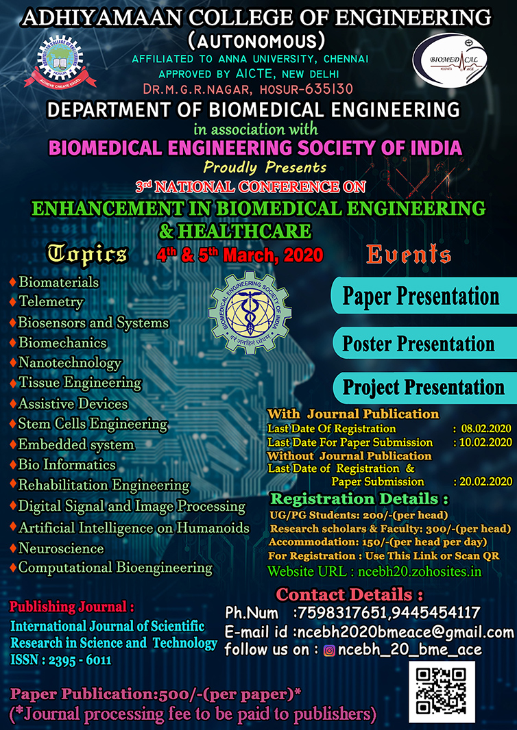 Two Day National Level Conference on Enhancement in Biomedical Engineering and Health care 2020
